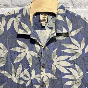 Vintage Tommy Bahama Men Blue Button‎ Up Silk Camp Floral Hawaiian Size XL